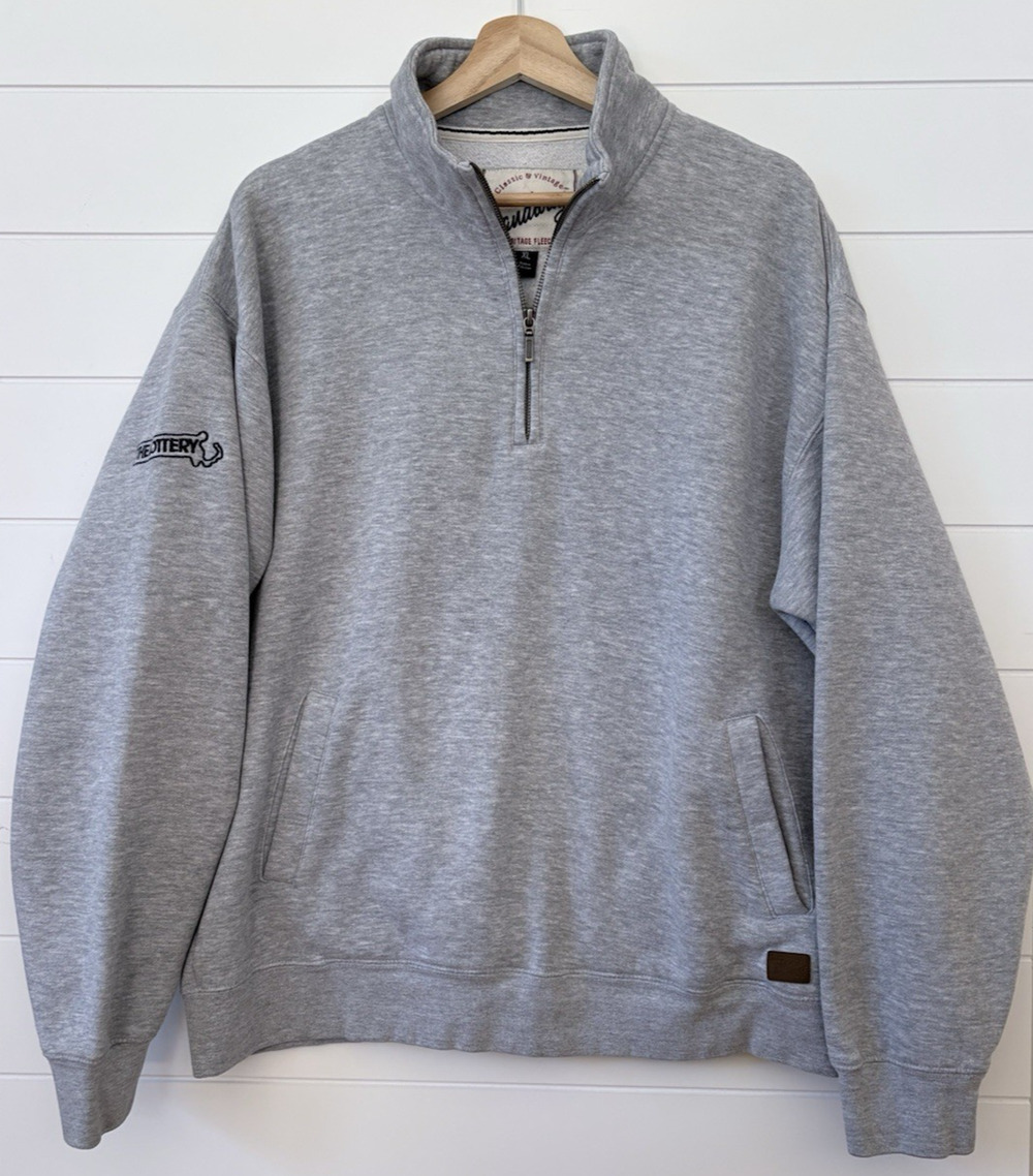 Landway‎ Heritage Fleece Quarter Zip Pullover Mens XL Gray MA Lottery Embroidery
